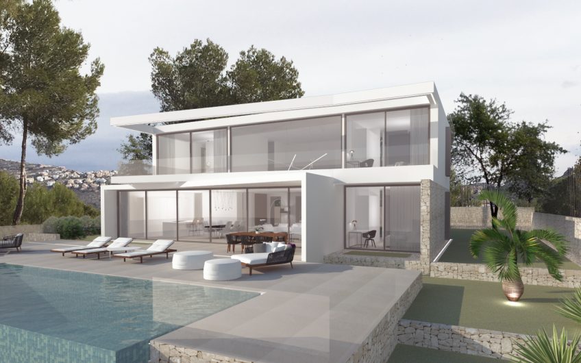 Ruime en lichte moderne villa te koop in Moraira met zeezicht
