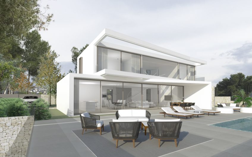 Ruime en lichte moderne villa te koop in Moraira met zeezicht